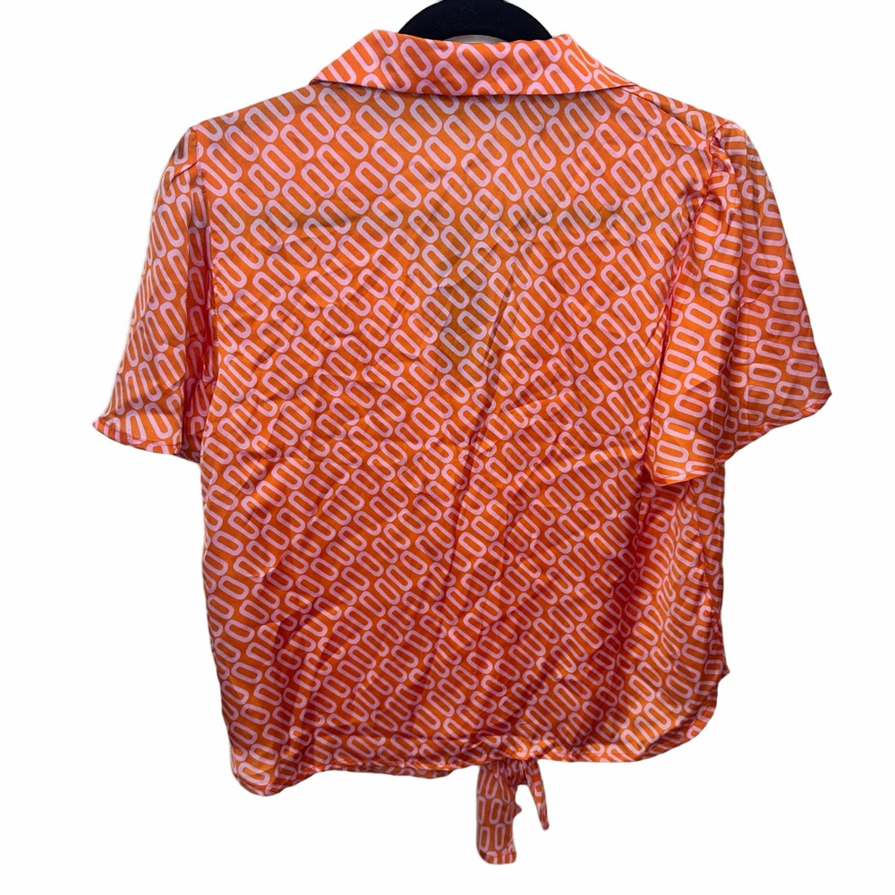 NWT Eclair Button Up Tie Short Sleeve Blouse Size Medium - Picture 6 of 12